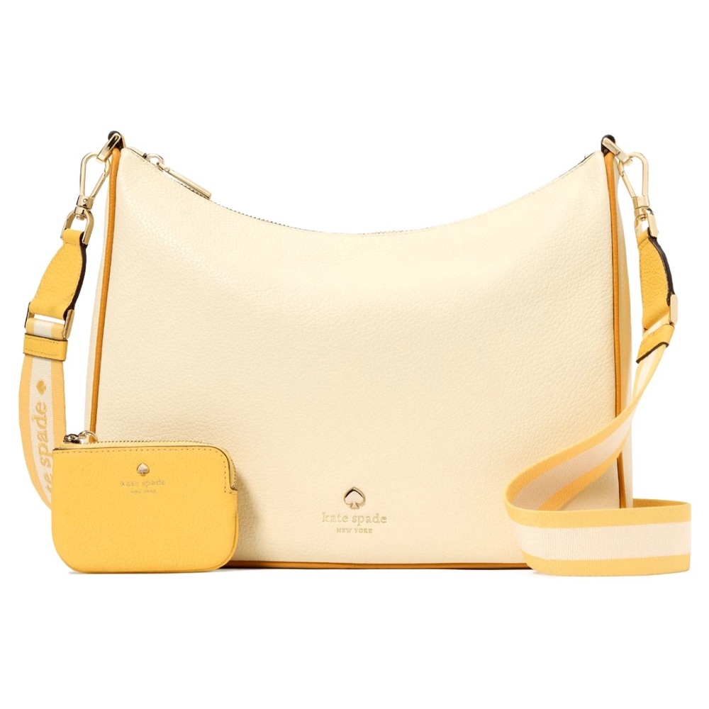 New Kate Spade Emma Large Crossbody Pebbled Leather Buttermilk Glaze Multi